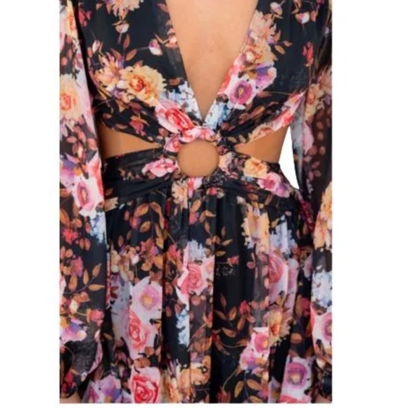 Amaroso Boutique Black Multi Coloured Floral Della Maxi Dress Womens Aus Size 12 - Picture 9 of 14